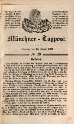 Münchener Tagpost (Münchener Morgenblatt) Sonntag 13. Januar 1839