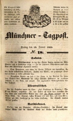 Münchener Tagpost (Münchener Morgenblatt) Freitag 18. Januar 1839