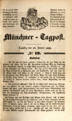 Münchener Tagpost (Münchener Morgenblatt) Samstag 19. Januar 1839