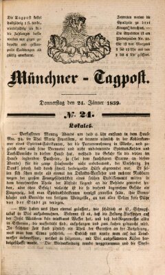 Münchener Tagpost (Münchener Morgenblatt) Donnerstag 24. Januar 1839