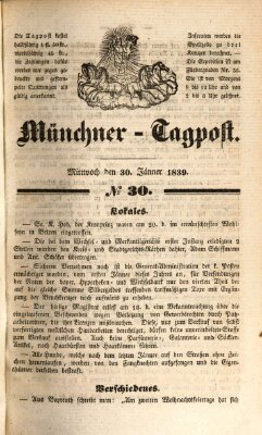 Münchener Tagpost (Münchener Morgenblatt) Mittwoch 30. Januar 1839