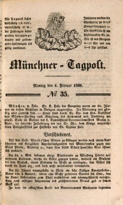 Münchener Tagpost (Münchener Morgenblatt) Montag 4. Februar 1839