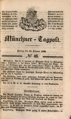 Münchener Tagpost (Münchener Morgenblatt) Freitag 15. Februar 1839