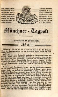 Münchener Tagpost (Münchener Morgenblatt) Mittwoch 20. Februar 1839