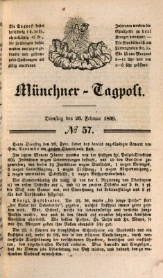 Münchener Tagpost (Münchener Morgenblatt) Dienstag 26. Februar 1839