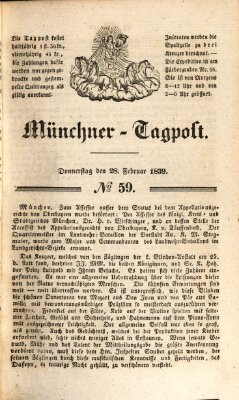 Münchener Tagpost (Münchener Morgenblatt) Donnerstag 28. Februar 1839