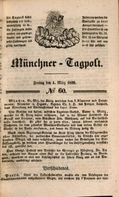 Münchener Tagpost (Münchener Morgenblatt) Freitag 1. März 1839