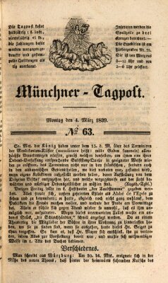 Münchener Tagpost (Münchener Morgenblatt) Montag 4. März 1839