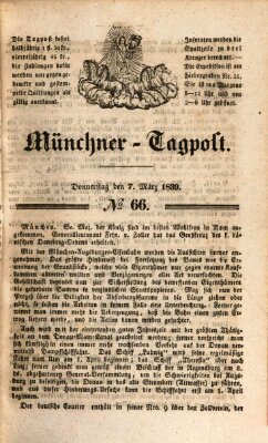 Münchener Tagpost (Münchener Morgenblatt) Donnerstag 7. März 1839