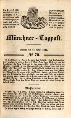 Münchener Tagpost (Münchener Morgenblatt) Montag 11. März 1839