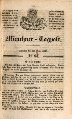 Münchener Tagpost (Münchener Morgenblatt) Samstag 23. März 1839