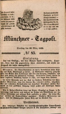 Münchener Tagpost (Münchener Morgenblatt) Dienstag 26. März 1839