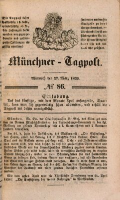 Münchener Tagpost (Münchener Morgenblatt) Mittwoch 27. März 1839