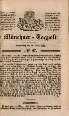 Münchener Tagpost (Münchener Morgenblatt) Donnerstag 28. März 1839