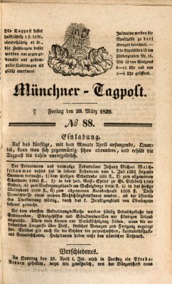 Münchener Tagpost (Münchener Morgenblatt) Freitag 29. März 1839