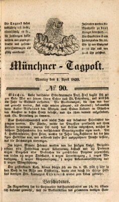 Münchener Tagpost (Münchener Morgenblatt) Sonntag 31. März 1839