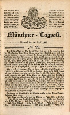 Münchener Tagpost (Münchener Morgenblatt) Mittwoch 10. April 1839