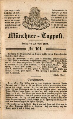 Münchener Tagpost (Münchener Morgenblatt) Freitag 12. April 1839