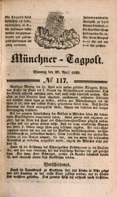 Münchener Tagpost (Münchener Morgenblatt) Sonntag 28. April 1839