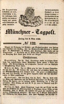 Münchener Tagpost (Münchener Morgenblatt) Freitag 3. Mai 1839