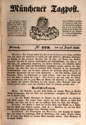 Münchener Tagpost (Münchener Morgenblatt) Mittwoch 14. August 1839