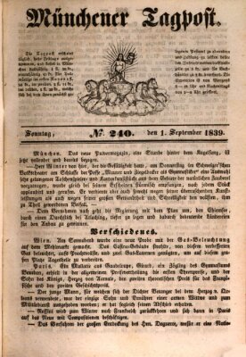 Münchener Tagpost (Münchener Morgenblatt) Sonntag 1. September 1839