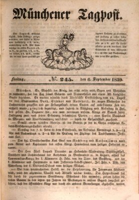 Münchener Tagpost (Münchener Morgenblatt) Freitag 6. September 1839