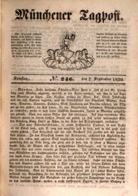 Münchener Tagpost (Münchener Morgenblatt) Samstag 7. September 1839