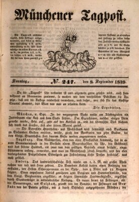 Münchener Tagpost (Münchener Morgenblatt) Sonntag 8. September 1839