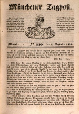 Münchener Tagpost (Münchener Morgenblatt) Mittwoch 11. September 1839