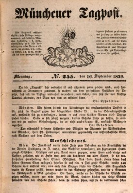 Münchener Tagpost (Münchener Morgenblatt) Montag 16. September 1839