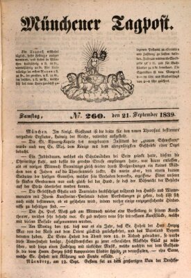 Münchener Tagpost (Münchener Morgenblatt) Samstag 21. September 1839