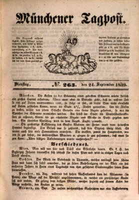 Münchener Tagpost (Münchener Morgenblatt) Dienstag 24. September 1839