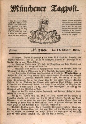 Münchener Tagpost (Münchener Morgenblatt) Freitag 11. Oktober 1839