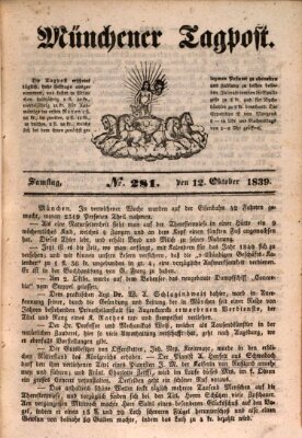 Münchener Tagpost (Münchener Morgenblatt) Samstag 12. Oktober 1839