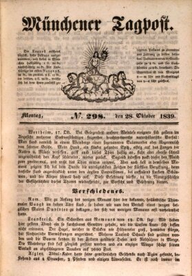 Münchener Tagpost (Münchener Morgenblatt) Montag 28. Oktober 1839