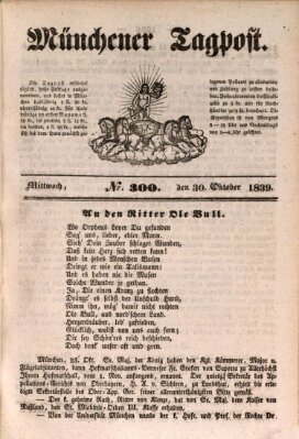 Münchener Tagpost (Münchener Morgenblatt) Mittwoch 30. Oktober 1839