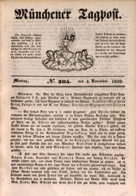 Münchener Tagpost (Münchener Morgenblatt) Montag 4. November 1839