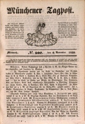 Münchener Tagpost (Münchener Morgenblatt) Mittwoch 6. November 1839