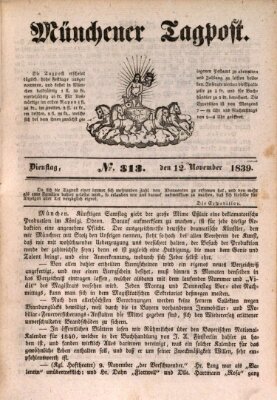 Münchener Tagpost (Münchener Morgenblatt) Dienstag 12. November 1839