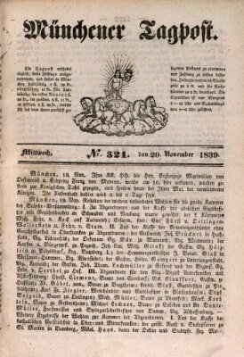 Münchener Tagpost (Münchener Morgenblatt) Mittwoch 20. November 1839