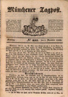 Münchener Tagpost (Münchener Morgenblatt) Sonntag 1. Dezember 1839