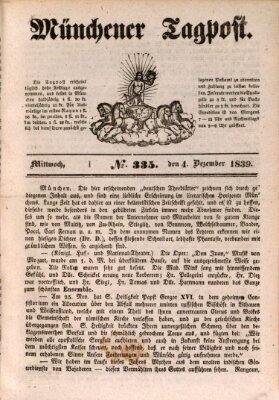 Münchener Tagpost (Münchener Morgenblatt) Mittwoch 4. Dezember 1839