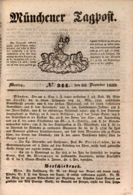 Münchener Tagpost (Münchener Morgenblatt) Montag 23. Dezember 1839