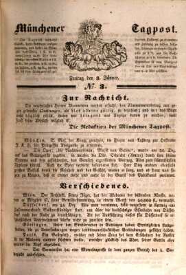 Münchener Tagpost (Münchener Morgenblatt) Freitag 3. Januar 1840