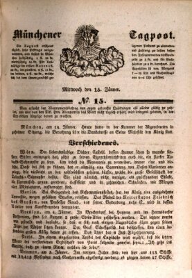 Münchener Tagpost (Münchener Morgenblatt) Mittwoch 15. Januar 1840