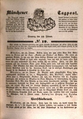 Münchener Tagpost (Münchener Morgenblatt) Sonntag 19. Januar 1840