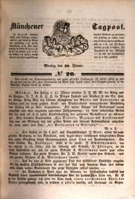 Münchener Tagpost (Münchener Morgenblatt) Montag 20. Januar 1840