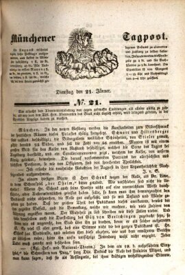 Münchener Tagpost (Münchener Morgenblatt) Dienstag 21. Januar 1840