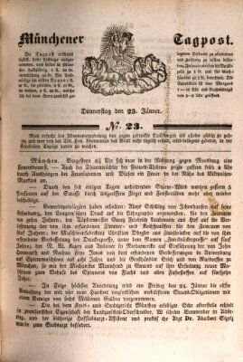 Münchener Tagpost (Münchener Morgenblatt) Donnerstag 23. Januar 1840